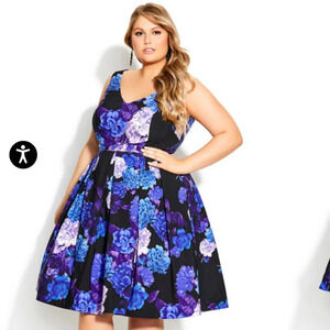 City Chic Purple and Black Mini Dress